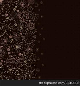 Flowers on a brown background. A vector illustration
