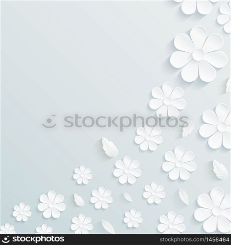 Flowers pattern daisy with leaves on gray background. vector