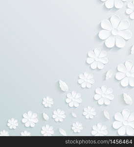 Flowers pattern daisy with leaves on gray background. vector