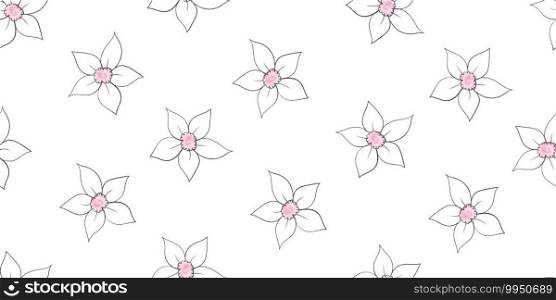 Flowers pattern. Hand drawn flowers. Flowers background. Minimalistic flowers pattern. Vector illustration