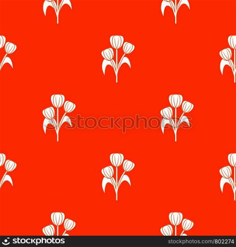 Flowers pattern repeat seamless in orange color for any design. Vector geometric illustration. Flowers pattern seamless