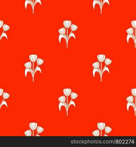Flowers pattern repeat seamless in orange color for any design. Vector geometric illustration. Flowers pattern seamless