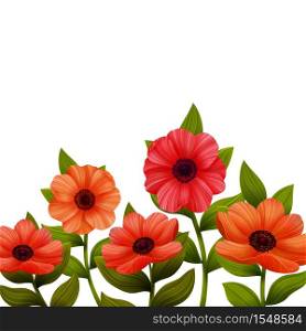 Flowers. Red poppies on white background. Beautiful red flowers. Vector illustration. Flowers. Red poppies on white background. Vector illustration.