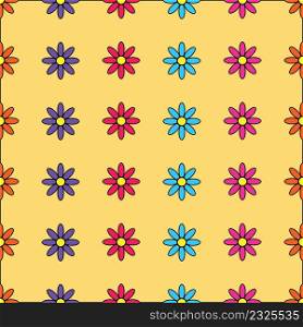Flowers seamless on yellow background vector
