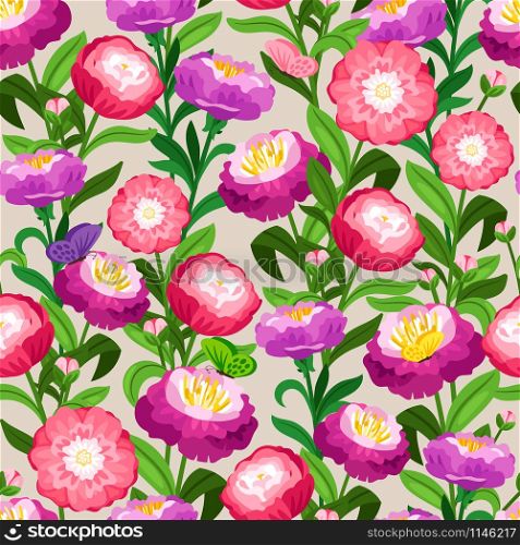 Flowers seamless pattern. Spring vector floral background for wedding invitation or summer print. Flowers seamless pattern. Spring vector floral background for wedding invitation