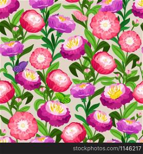 Flowers seamless pattern. Spring vector floral background for wedding invitation or summer print. Flowers seamless pattern. Spring vector floral background for wedding invitation