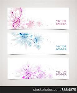 flowers. Three banners with colorful floral background