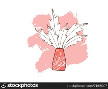 Flowers vase in doodle style. Vector illustration.