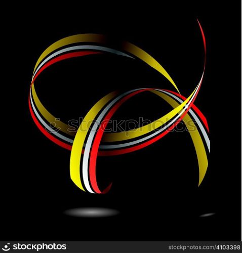 Flowing ribbon design with light reflected onto black