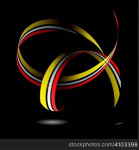 Flowing ribbon design with light reflected onto black