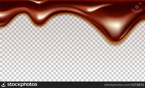 Flowing Sticky Sweet Chocolate Cocoa Cream Vector. Delicious Drip Liquid For Ice Cream, Wafer Biscuit Or Cracker Dessert. Confectionery Texture Concept Template Realistic 3d Illustration. Flowing Sticky Sweet Chocolate Cocoa Cream Vector