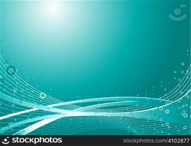 flowing water inspired background with bubbles and lines