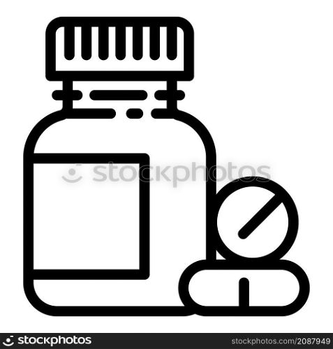 Flu medical pills icon. Outline flu medical pills vector icon for web design isolated on white background. Flu medical pills icon, outline style