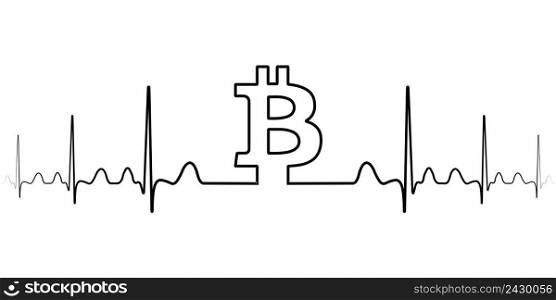 fluctuation in the exchange rate of the bitcoin illustration, vector fluctuation of bitcoin one line drawing, minimalism art