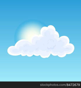 fluffy cloud cartoon vector white sky, smoke space, cloudy heaven flat cartoon color illustration. fluffy cloud cartoon vector