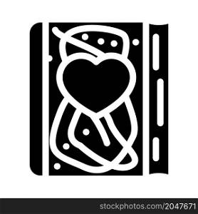 fluffy diary with heart glyph icon vector. fluffy diary with heart sign. isolated contour symbol black illustration. fluffy diary with heart glyph icon vector illustration