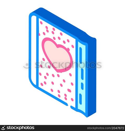 fluffy diary with heart isometric icon vector. fluffy diary with heart sign. isolated symbol illustration. fluffy diary with heart isometric icon vector illustration