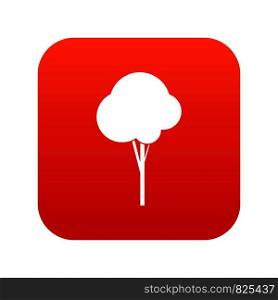 Fluffy tree icon digital red for any design isolated on white vector illustration. Fluffy tree icon digital red