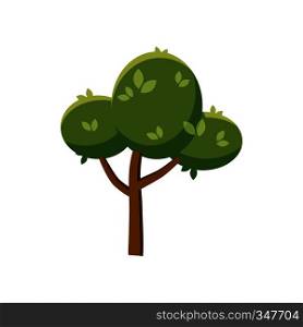 Fluffy tree icon in cartoon style isolated on white background. Nature and flora symbol. Fluffy tree icon, cartoon style
