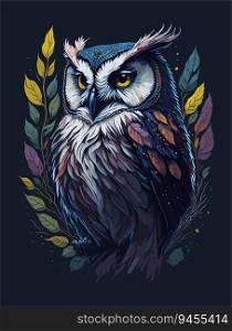 Fluid and Whimsical  Owl Watercolor T-Shirt