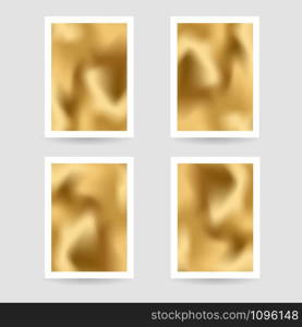 Fluid colors background, blurred background, set posters with white frame, golden color, gradient, banner. vector illustration. Fluid colors background, blurred background, set posters with wh