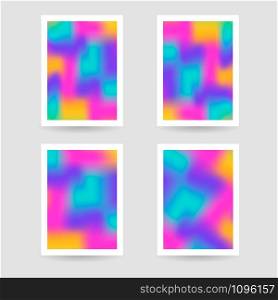 Fluid colors background, blurred background, set posters with white frame, pink blue orange purple colors, gradient, banner. vector illustration.. Fluid colors background, blurred background, set posters with wh