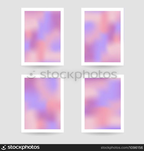 Fluid colors background, blurred background, set posters with white frame, pink purple colors, gradient, banner. vector illustration.. Fluid colors background, blurred background, set posters with wh