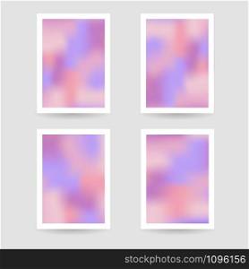 Fluid colors background, blurred background, set posters with white frame, pink purple colors, gradient, banner. vector illustration.. Fluid colors background, blurred background, set posters with wh