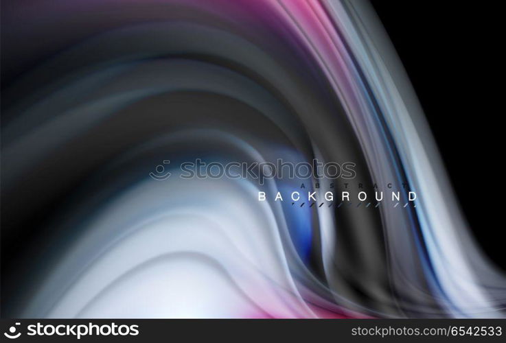 Fluid liquid colors design, colorful marble or plastic wavy texture background, glowing multicolored elements on black, for business or technology presentation or web brochure cover design, wallpaper. Fluid liquid colors design, colorful marble or plastic wavy texture background, glowing multicolored elements on black, for business or technology presentation or web brochure cover design, wallpaper, vector illustration