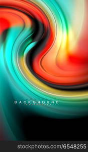 Fluid liquid colors design, colorful marble or plastic wavy texture background, glowing multicolored elements on black, for business or technology presentation or web brochure cover design, wallpaper. Fluid liquid colors design, colorful marble or plastic wavy texture background, glowing multicolored elements on black, for business or technology presentation or web brochure cover design, wallpaper, vector illustration