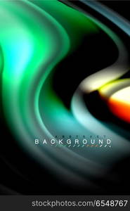 Fluid liquid colors design, colorful marble or plastic wavy texture background, glowing multicolored elements on black, for business or technology presentation or web brochure cover design, wallpaper. Fluid liquid glowing colors design, colorful marble or plastic wavy texture background, glowing multicolored elements on black, for business or technology presentation or web brochure cover design, wallpaper, vector illustration