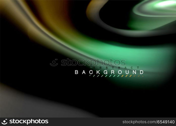 Fluid liquid colors design, colorful marble or plastic wavy texture background, glowing multicolored elements on black, for business or technology presentation or web brochure cover design, wallpaper. Fluid liquid glowing colors design, colorful marble or plastic wavy texture background, glowing multicolored elements on black, for business or technology presentation or web brochure cover design, wallpaper, vector illustration