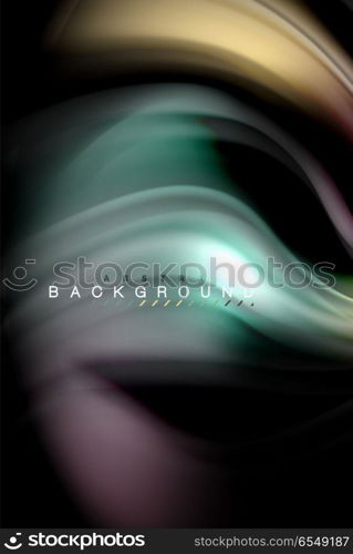 Fluid liquid colors design, colorful marble or plastic wavy texture background, glowing multicolored elements on black, for business or technology presentation or web brochure cover design, wallpaper. Fluid liquid glowing colors design, colorful marble or plastic wavy texture background, glowing multicolored elements on black, for business or technology presentation or web brochure cover design, wallpaper, vector illustration