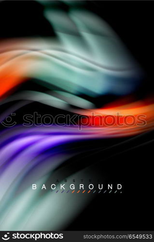 Fluid liquid colors design, colorful marble or plastic wavy texture background, glowing multicolored elements on black, for business or technology presentation or web brochure cover design, wallpaper. Fluid liquid glowing colors design, colorful marble or plastic wavy texture background, glowing multicolored elements on black, for business or technology presentation or web brochure cover design, wallpaper, vector illustration