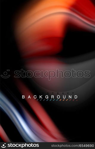 Fluid liquid colors design, colorful marble or plastic wavy texture background, glowing multicolored elements on black, for business or technology presentation or web brochure cover design, wallpaper. Fluid liquid glowing colors design, colorful marble or plastic wavy texture background, glowing multicolored elements on black, for business or technology presentation or web brochure cover design, wallpaper, vector illustration