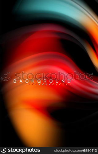 Fluid liquid colors design, colorful marble or plastic wavy texture background, glowing multicolored elements on black, for business or technology presentation or web brochure cover design, wallpaper. Fluid liquid glowing colors design, colorful marble or plastic wavy texture background, glowing multicolored elements on black, for business or technology presentation or web brochure cover design, wallpaper, vector illustration