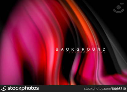 Fluid liquid colors design, colorful marble or plastic wavy texture background, glowing multicolored elements on black, for business or technology presentation or web brochure cover design, wallpaper. Fluid liquid glowing colors design, colorful marble or plastic wavy texture background, glowing multicolored elements on black, for business or technology presentation or web brochure cover design, wallpaper, vector illustration