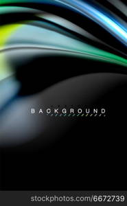 Fluid liquid colors design, colorful marble or plastic wavy texture background, glowing multicolored elements on black, for business or technology presentation or web brochure cover design, wallpaper. Fluid liquid glowing colors design, colorful marble or plastic wavy texture background, glowing multicolored elements on black, for business or technology presentation or web brochure cover design, wallpaper, vector illustration