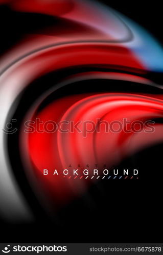 Fluid liquid colors design, colorful marble or plastic wavy texture background, glowing multicolored elements on black, for business or technology presentation or web brochure cover design, wallpaper. Fluid liquid glowing colors design, colorful marble or plastic wavy texture background, glowing multicolored elements on black, for business or technology presentation or web brochure cover design, wallpaper, vector illustration