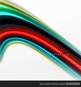 Fluid liquid mixing colors concept on light grey background, curve flow, trendy abstract layout template for business or technology presentation or web brochure cover, wallpaper. Fluid liquid mixing colors concept on light grey background, curve flow, trendy abstract layout template for business or technology presentation or web brochure cover, wallpaper. Vector illustration