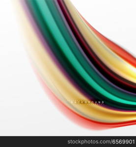 Fluid liquid mixing colors concept on light grey background, curve flow, trendy abstract layout template for business or technology presentation or web brochure cover, wallpaper. Fluid liquid mixing colors concept on light grey background, curve flow, trendy abstract layout template for business or technology presentation or web brochure cover, wallpaper. Vector illustration