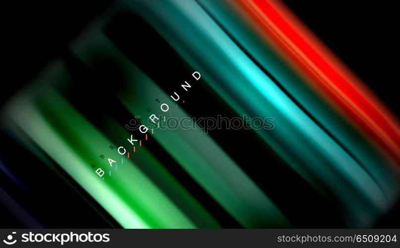 Fluid mixing colors, vector wave abstract background. Abstract wave lines fluid rainbow style color stripes on black background. Vector artistic illustration for presentation, app wallpaper, banner or poster