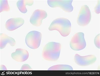 Fluid or liquid holographic color seamless pattern isolated on white background. Vector illustration