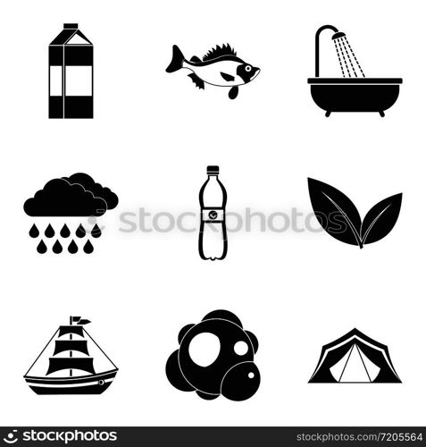 Fluid power system icons set. Simple set of 9 fluid power system vector icons for web isolated on white background. Fluid power system icons set, simple style