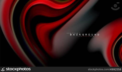 Fluid rainbow colors on black background, vector wave lines and swirls. Fluid rainbow colors on black background, vector wave lines and swirls, artistic illustration for presentation, app wallpaper, banner or poster