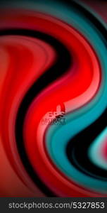 Fluid rainbow colors on black background, vector wave lines and swirls. Fluid rainbow colors on black background, vector wave lines and swirls, artistic illustration for presentation, app wallpaper, banner or poster