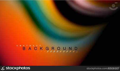 Fluid rainbow colors on black background, vector wave lines and swirls. Fluid rainbow colors on black background, vector wave lines and swirls, artistic illustration for presentation, app wallpaper, banner or poster