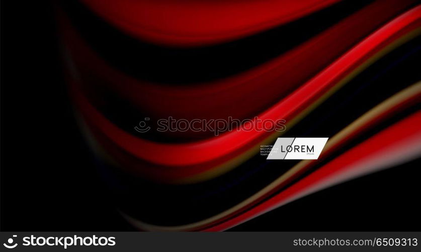 Fluid rainbow colors on black background, vector wave lines and swirls. Fluid rainbow colors on black background, vector wave lines and swirls, artistic illustration for presentation, app wallpaper, banner or poster