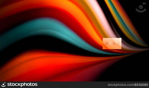 Fluid rainbow colors on black background, vector wave lines and swirls. Fluid rainbow colors on black background, vector wave lines and swirls, artistic illustration for presentation, app wallpaper, banner or poster