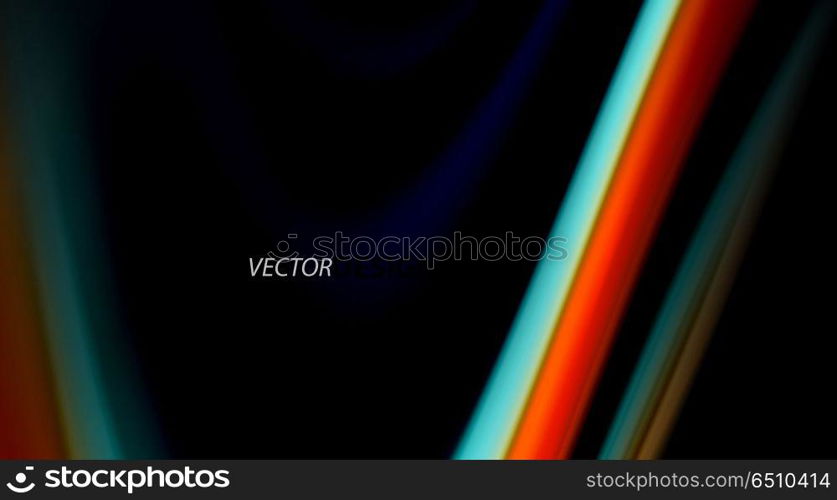 Fluid rainbow colors on black background, vector wave lines and swirls. Fluid rainbow colors on black background, vector wave lines and swirls, artistic illustration for presentation, app wallpaper, banner or poster